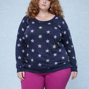 Old Navy - Navy Blue Star Spangled Oversized Sweatshirt  - Womens XXL